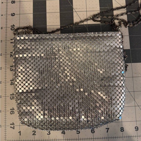 Vintage Silver Chain Mail Bag with Metal Shoulder Strap - Picture 1 of 4